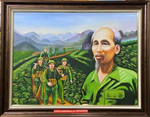 Tranh Bác Hồ cùng chúng cháu hành quân SN36