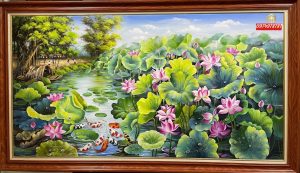 Tranh cá chép hoa sen phong thuỷ ý nghĩa SN99