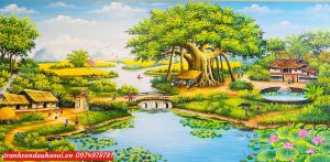 Tranh đồng quê sơn dầu phòng khách SN38
