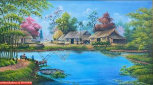 Tranh đồng quê việt nam, tranh đồng quê phòng khách SN81