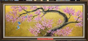 Tranh hoa đào sang trọng dát vàng SN41