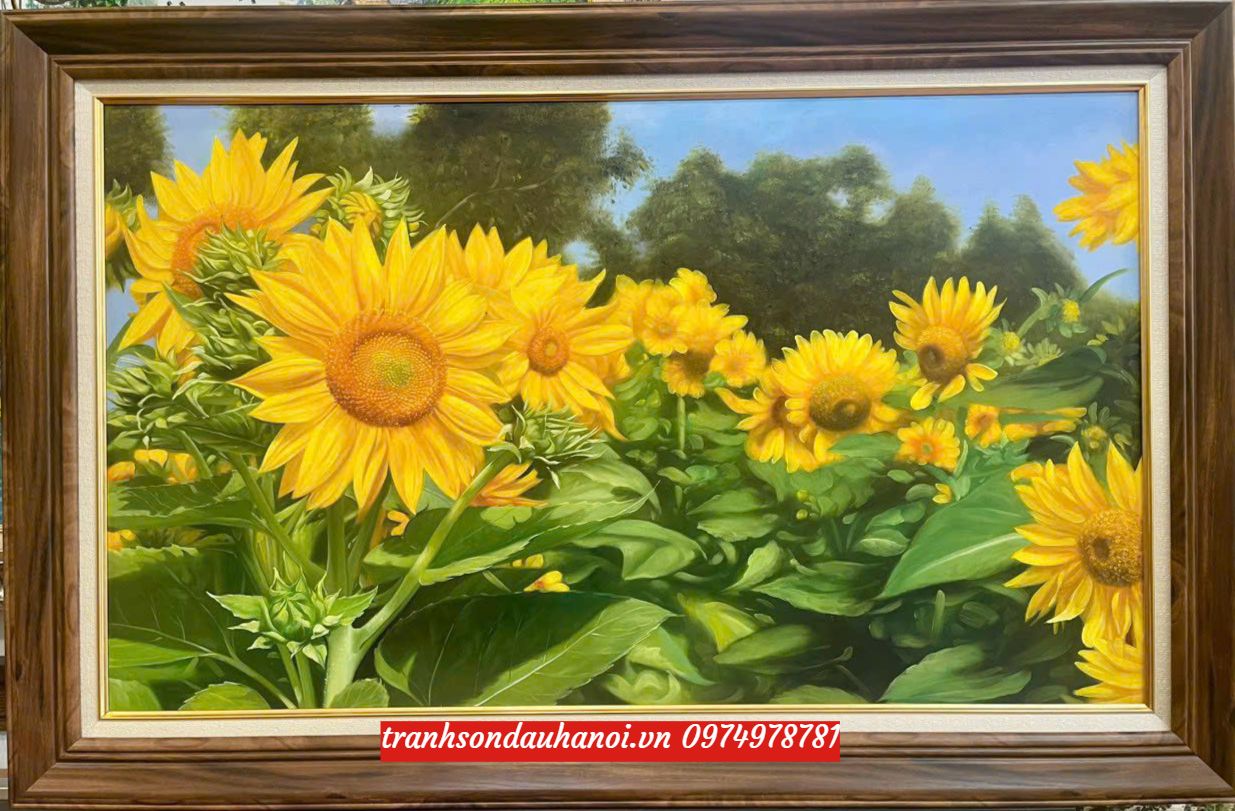 Tranh hoa hướng dương vàng tươi đẹp SN100