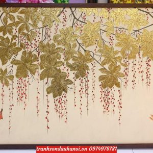 Tranh lộc Vừng Tranh hoa lộc vừng Dát vàng SN76