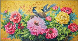 tranh hoa mau don dep