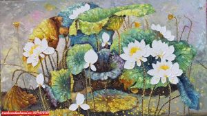 Tranh hoa sen sơn dầu SN1