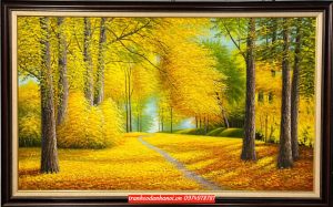 Tranh mùa thu vàng tranh sơn dầu phong cảnh SN80