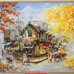 tranh phố cổ hà nội sưa sang trọng SN16