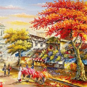 Tranh phố cổ hà nội phong cảnh hà nội SN12