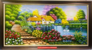 Tranh phong cảnh châu âu ngôi nhà hạnh phúc SN14