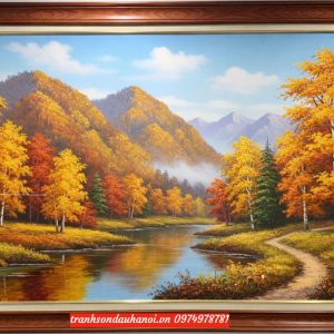 Tranh phong cảnh châu âu mùa lá đỏ SN96