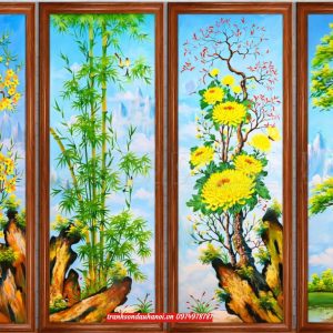 Tranh tứ quý đẹp treo phòng khách SN84