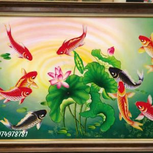 tranh ca chep hoa sen